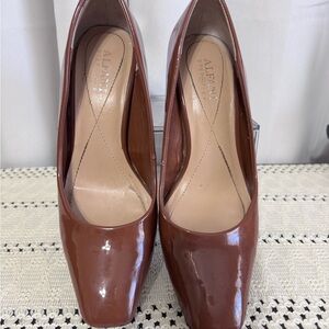 Alfani Brown Patent Leather Square-Toe Pumps